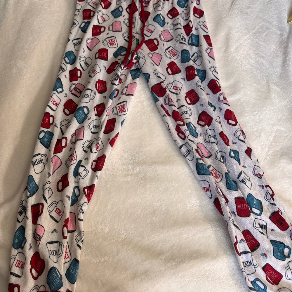 Rae Dunn Red and Blue Pajama Bottoms Festive Comfort